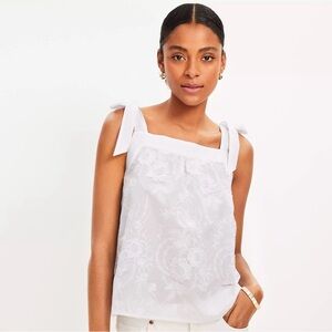 LOFT Embroidered Tie Strap Tank Top, XL, new